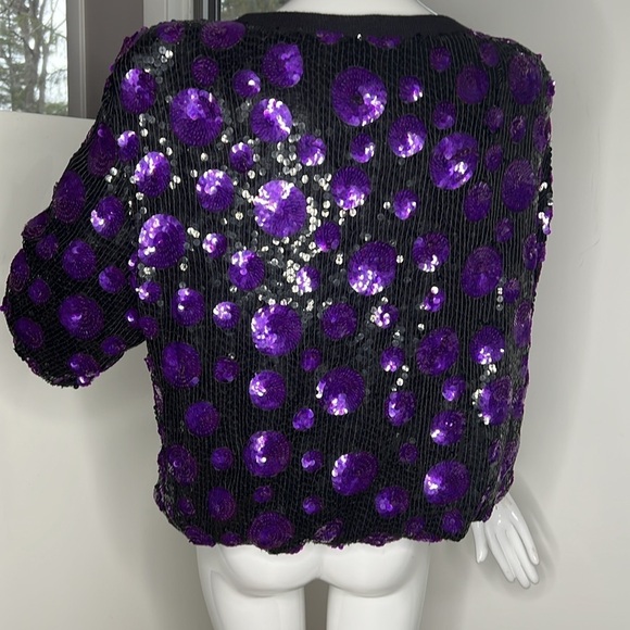 Amen Wardy Sz M Black Purple Flat Beads Sweatshirt Sweater - Picture 6 of 9
